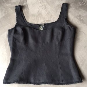 BCBG Max Azria Black linen top